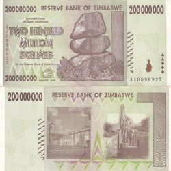 Zimbabwe 200000000 Rare Note #Q