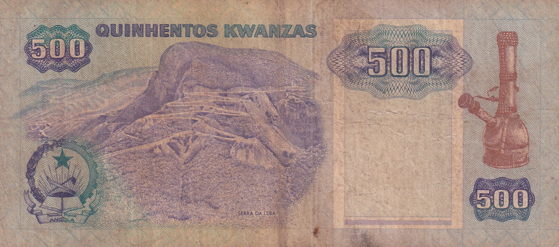 Angola 500 Kwanzas (1st reverse design) Rare Bank Note - Image 2