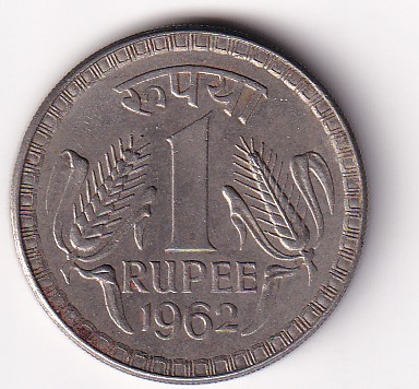 India One Rupees 1962 Rare Coin#Z-31