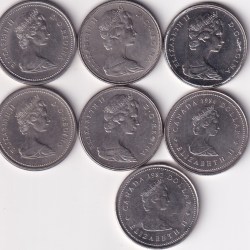 Alternative view of CANDA 1 DOLLAR ALL DIFFERENT COMMEMORATIVE RARE UNC (7 COIN SET)