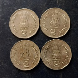 Alternative view of Republic India Denominaton 2₹ Backside of Sant Tukaram Metal copper nickel Extra fine condition Same and similar piece available