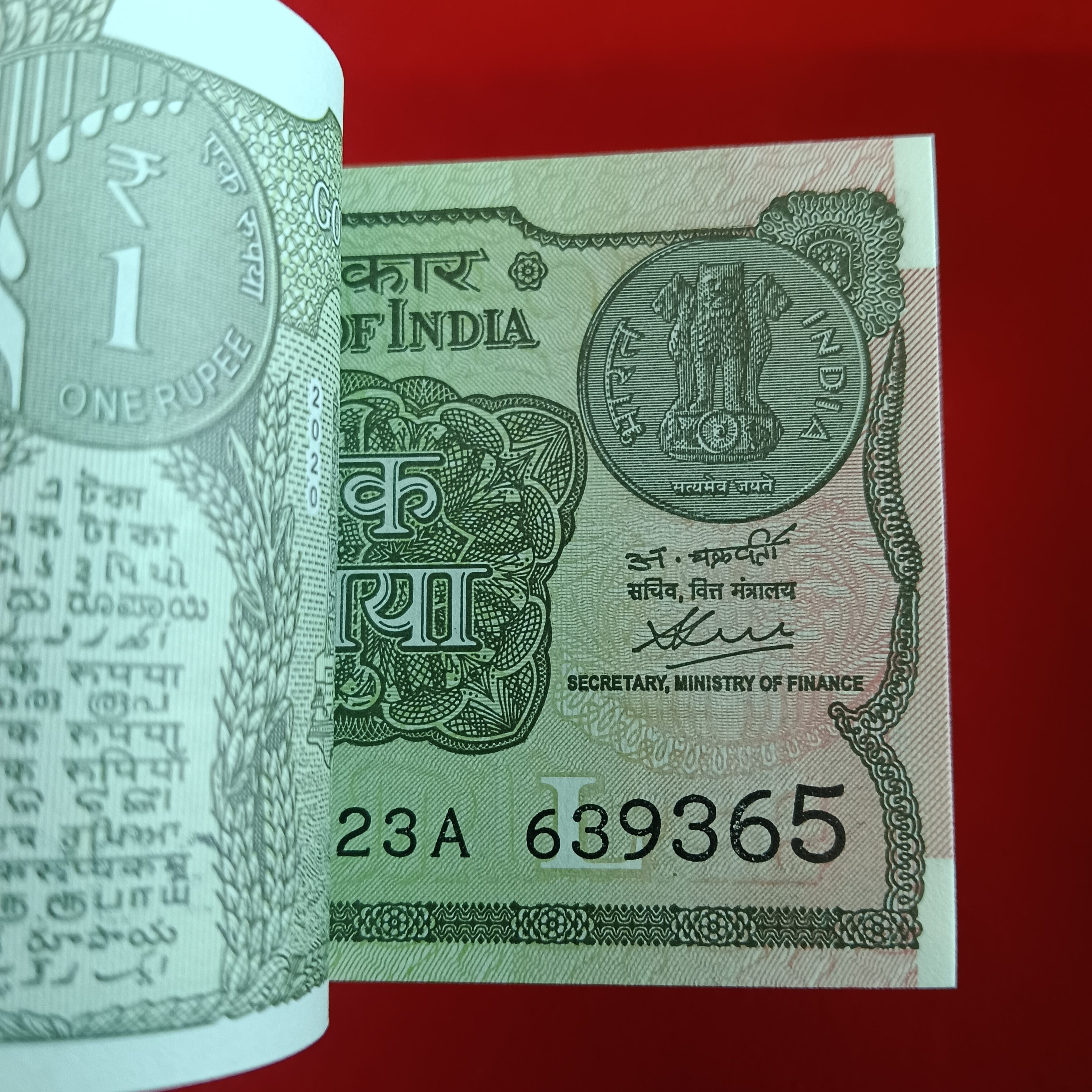 One Rs Rare Full Bundle Finance Secretary Atanu Chakraborty Year 2020 Gem Bunc Condition 639301 - Image 4