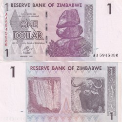 Zimbabwe 1 Dollar GEM UNC Rare Note