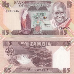 ZAMBIA 5 KWACHA GEM UNC RARE NOTE