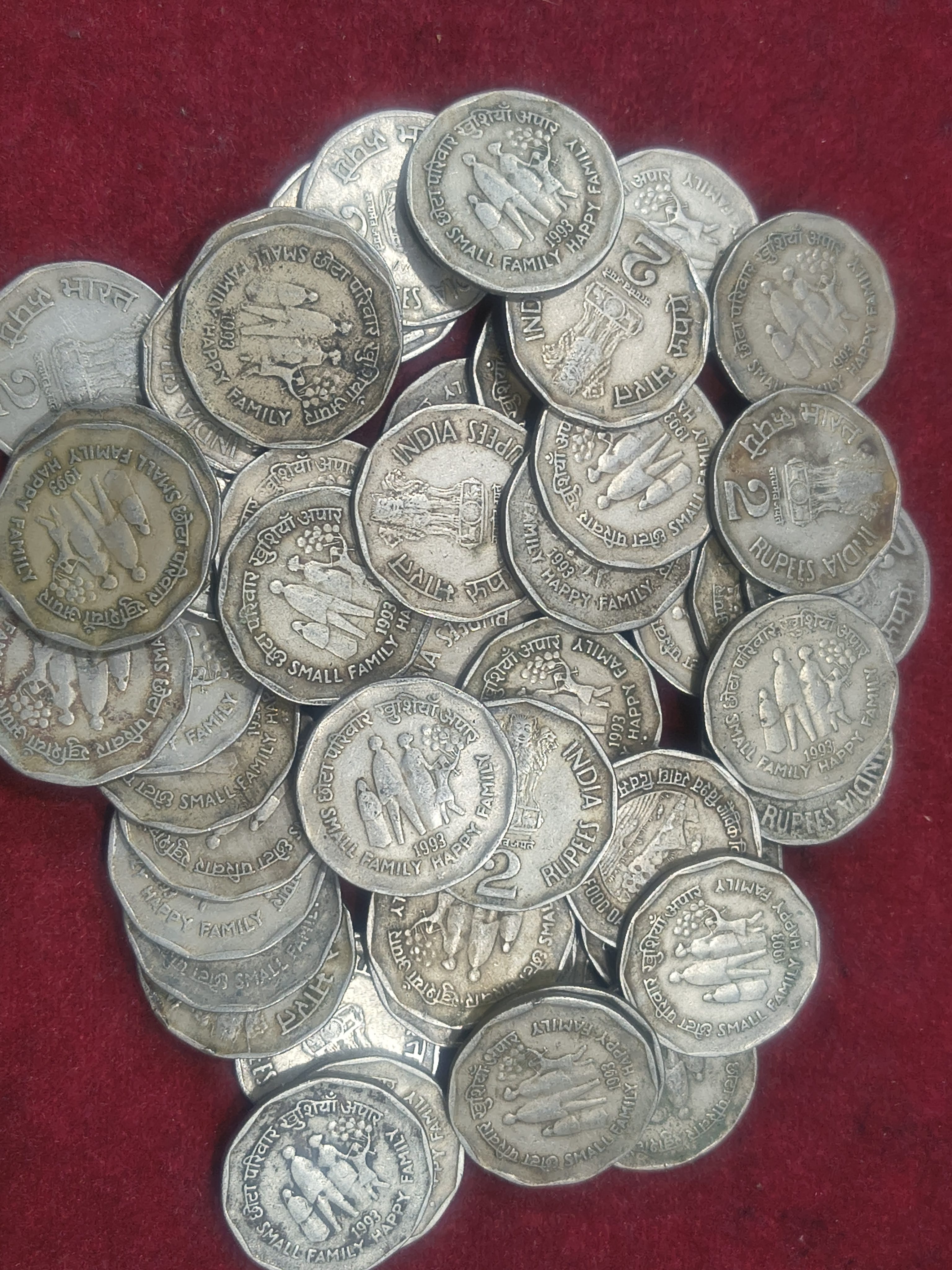 India 2 Rupees Small Family - Happy Family RARE ( 10 PCS LOTT)