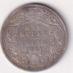 India - British 1 Rupee 1881 - Victoria Rare Silver coin