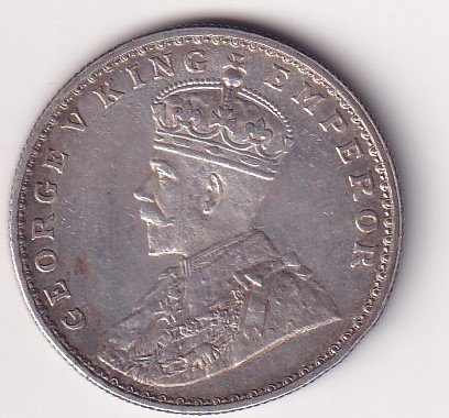 India - British 1 Rupee 1921 - George V Rare Silver Coin