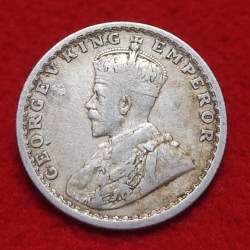 Alternative view of HALF RUPEE SILVER COIN GEORGE V 1929 CALCUTTA MINT