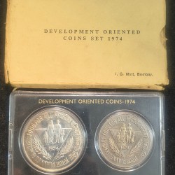 1974 Planned Families ; food for all ( 2 Coins Set) Bombay mint Rare set