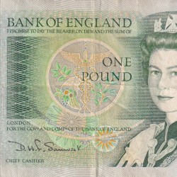 United Kingdom (England) 1 Pound (Elizabeth II Sir Isaac Newton 1642-1727) Rare Note #B-2