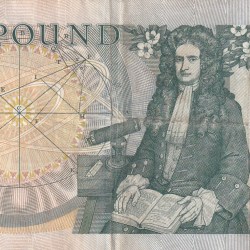 Alternative view of United Kingdom (England) 1 Pound (Elizabeth II Sir Isaac Newton 1642-1727) Rare Note #B-2