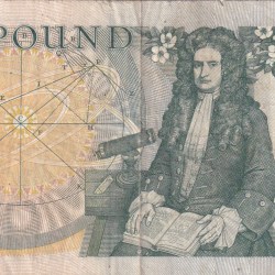 Alternative view of United Kingdom (England) 1 Pound (Elizabeth II Sir Isaac Newton 1642-1727) Rare Note #B-2