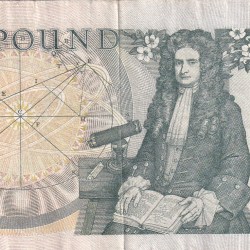 Alternative view of United Kingdom (England) 1 Pound (Elizabeth II Sir Isaac Newton 1642-1727) Rare Note #B-2