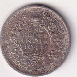 India - British 1 Rupee 1944 - George VI Rare Silver (Lahore Mint) Coin