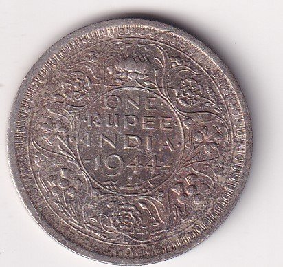 India - British 1 Rupee 1944 - George VI Rare Silver (Lahore Mint) Coin