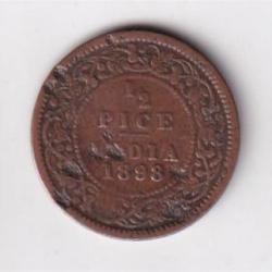British India 1/2 Pice 1898 Rare Coin #Z-88