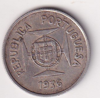 India, Portuguese ½ Rupia 1936 - Republic Lisboa mint Rare Silver Coin