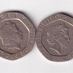 Alternative view of United Kingdom 20 Pence (2 Pcs ) Coin Set #Z-95