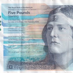 Scotland 5 Pounds Royal Bank of Scotland Rare Polymer Note #B2
