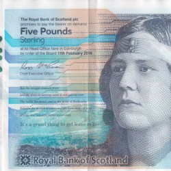 Scotland 5 Pounds Royal Bank of Scotland Rare Polymer Note #B2