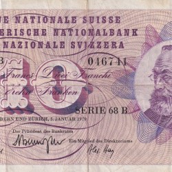 Switzerland 10 Francs (5th series) Rare Note #B-2