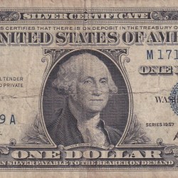 United States 1 Dollar (1957) Silver Certificate, Blue Seal Rare World Note #B2