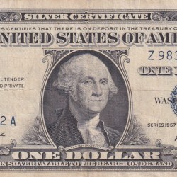 United States 1 Dollar (1957) Silver Certificate, Blue Seal Rare World Note #B2