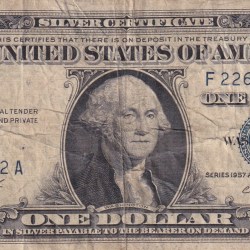 United States 1 Dollar (1957) Silver Certificate, Blue Seal Rare World Note #B2