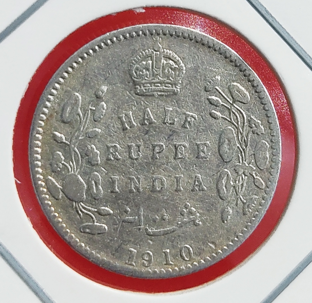 HALF RUPEE SILVER COIN EDWARD VII 1910