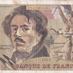 100 French Francs (Eugene Delacroix) Rare World Note#B2