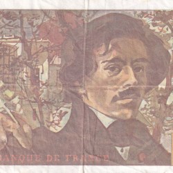 Alternative view of 100 French Francs (Eugene Delacroix) Rare World Note#B2