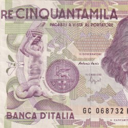Italy 50 000 Lire Bernini - 2nd type Rare World Note #B2
