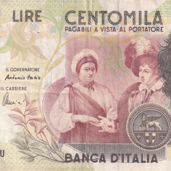 Italy 100 000 Lire Caravaggio - 2nd type Rare World Note #B2