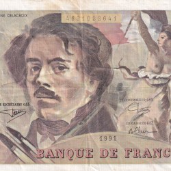 100 French Francs (Eugene Delacroix) Rare World Note#B2
