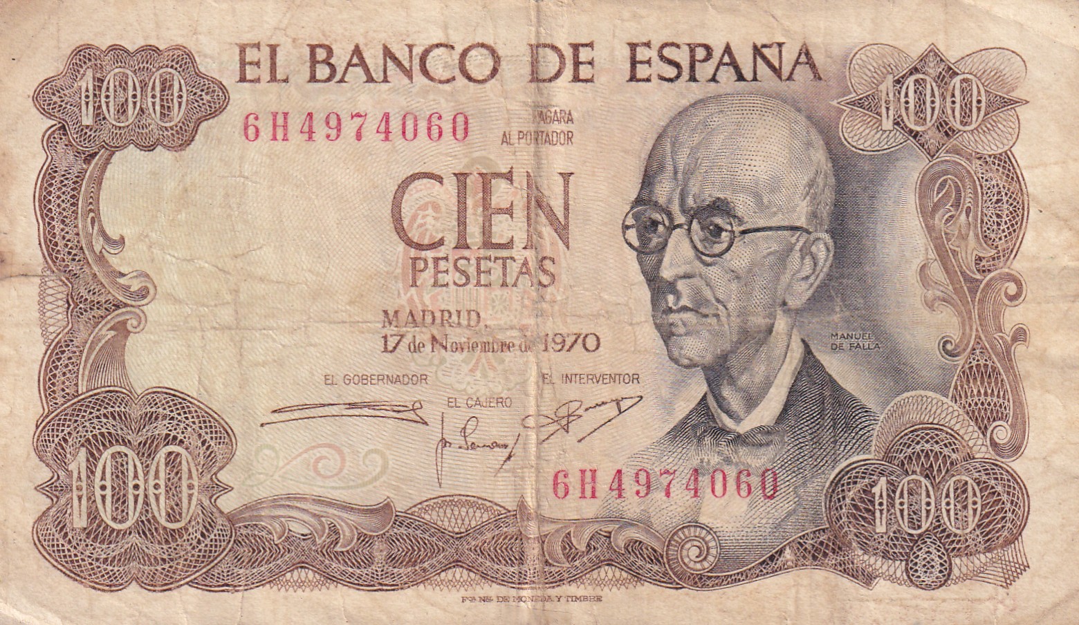 Spain 100 Pesetas Rare World Note#B2