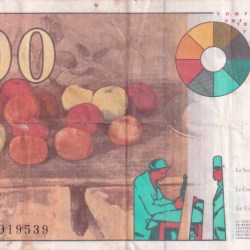 Alternative view of France 100 Francs Paul Cézanne Rare World Note #B2
