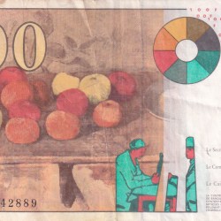 Alternative view of France 100 Francs Paul Cézanne Rare World Note #B2