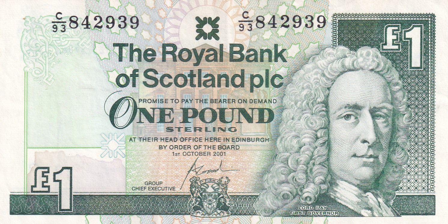 Scotland 1 Pound Royal Bank of Scotland Rare World Note #B2
