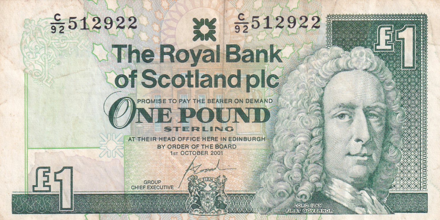 Scotland 1 Pound Royal Bank of Scotland Rare World Note #B2