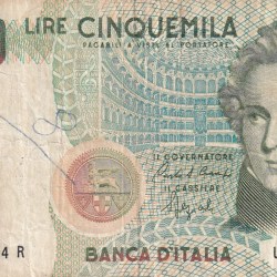 Italy 5000 Lire (Bellini) Rare World Note#B2