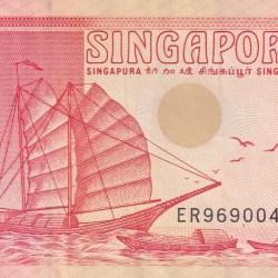 Singapore 2 Dollars orange Rare World Note #B2