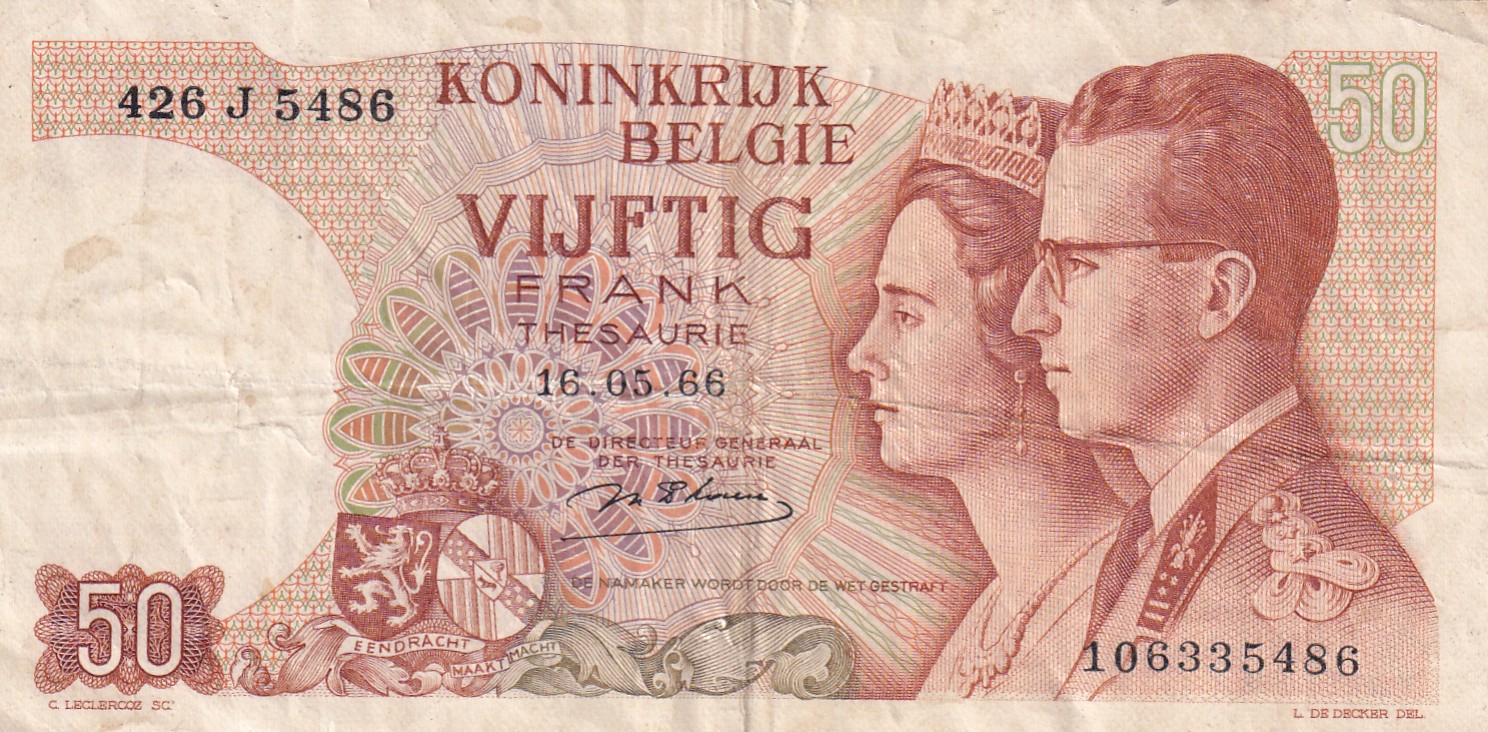Belgium 50 Francs (Baudouin I) Rare World Note#B2