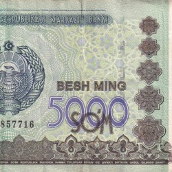 Uzbekistan 5000 Soʻm Rare World Note#B2