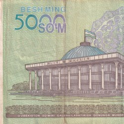 Alternative view of Uzbekistan 5000 Soʻm Rare World Note#B2