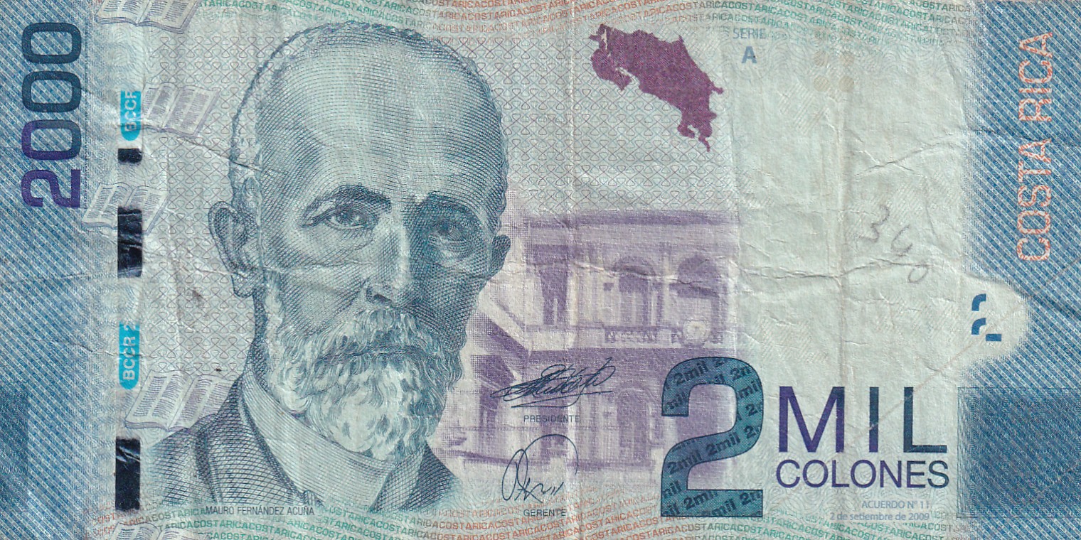 Costa Rica 2000 Colones Rare World Note#B2