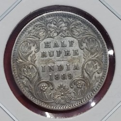 HALF RUPEE SILVER COIN VICTORIA EMPRESS 1889 CALCUTTA