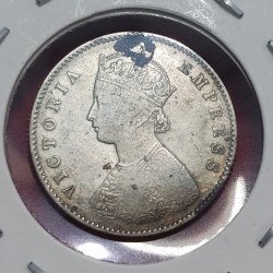 Alternative view of HALF RUPEE SILVER COIN VICTORIA EMPRESS 1896 CALCUTTA