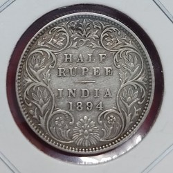 HALF RUPEE SILVER COIN VICTORIA EMPRESS 1894 BOMBAY