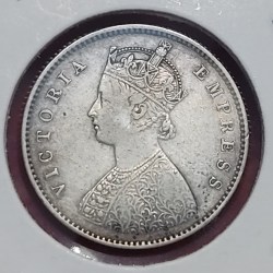 Alternative view of HALF RUPEE SILVER COIN VICTORIA EMPRESS 1894 BOMBAY