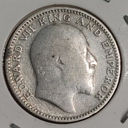Alternative view of HALF RUPEE SILVER COIN KING EDWARD 1910